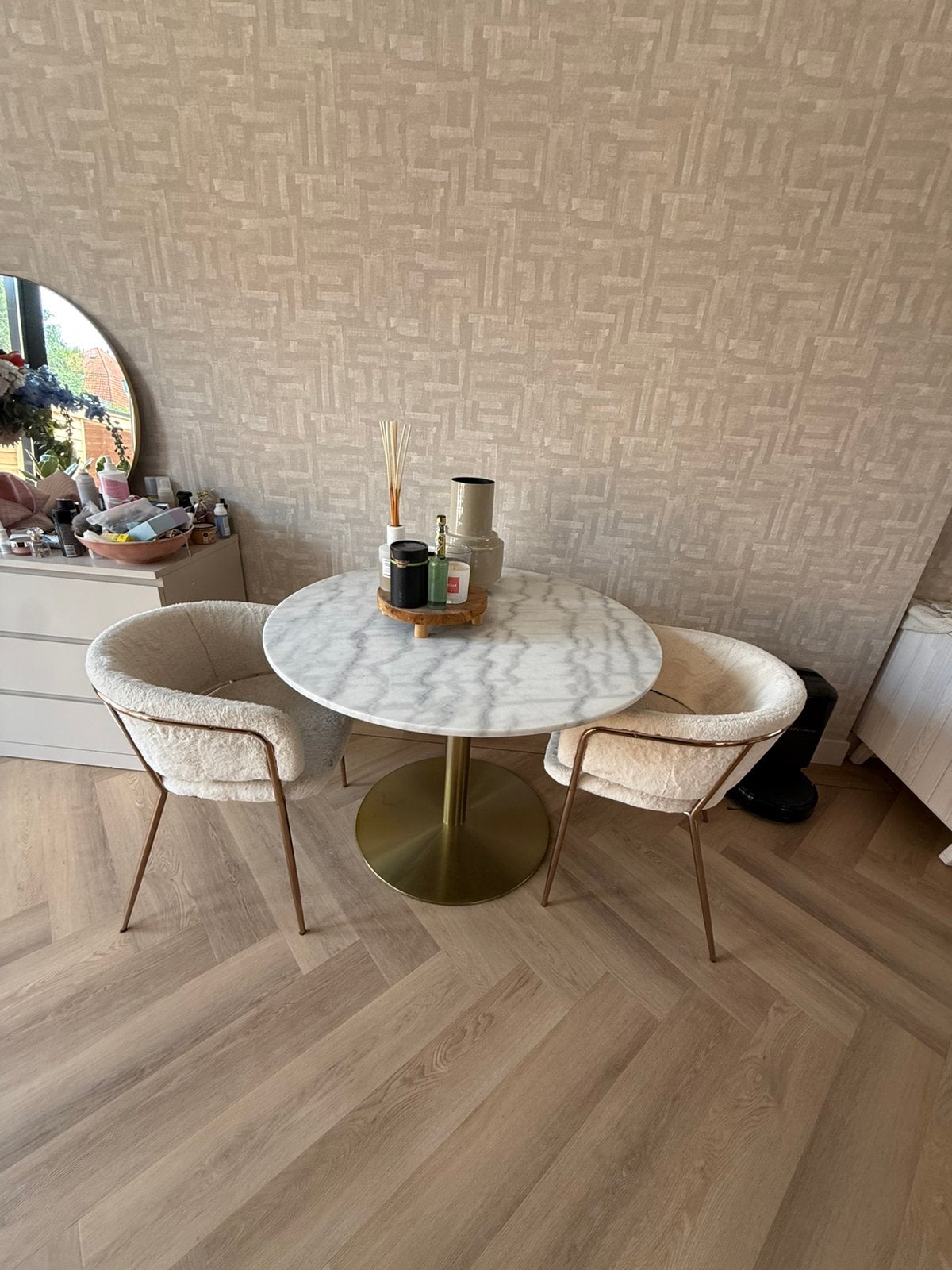 Marmeren tafel, Ophalen, Overige materialen, Rond, Zo goed als nieuw