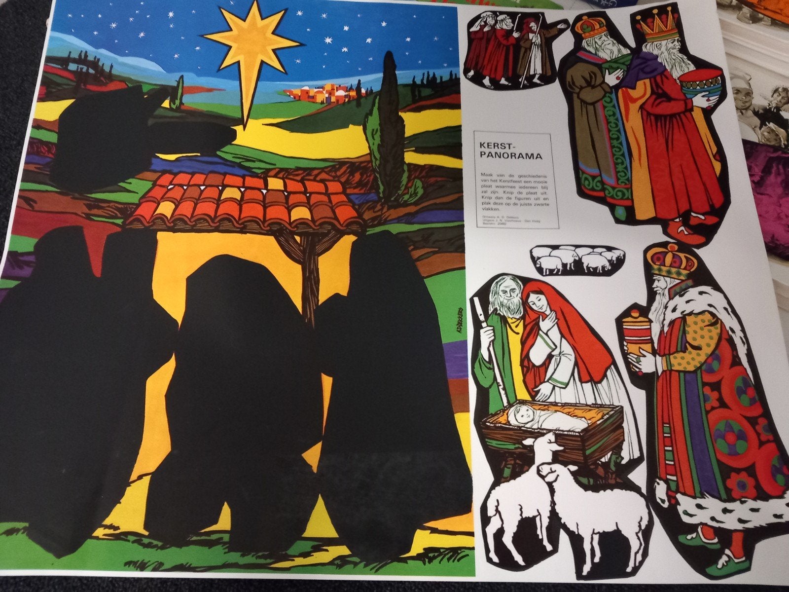 vintage kerst bouwplaat  kerst panorama, Ophalen of Verzenden