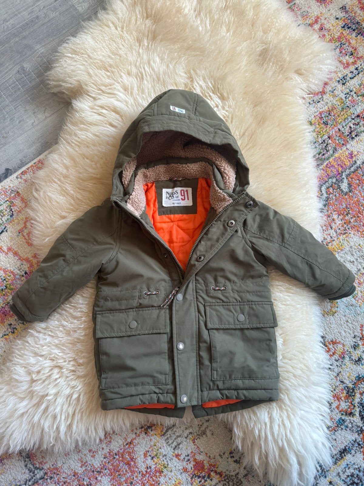 Noppies donkergroene winterjas maat 92, Kinderen en Baby's, Ophalen of Verzenden, Gebruikt, Jongen of Meisje, Jas