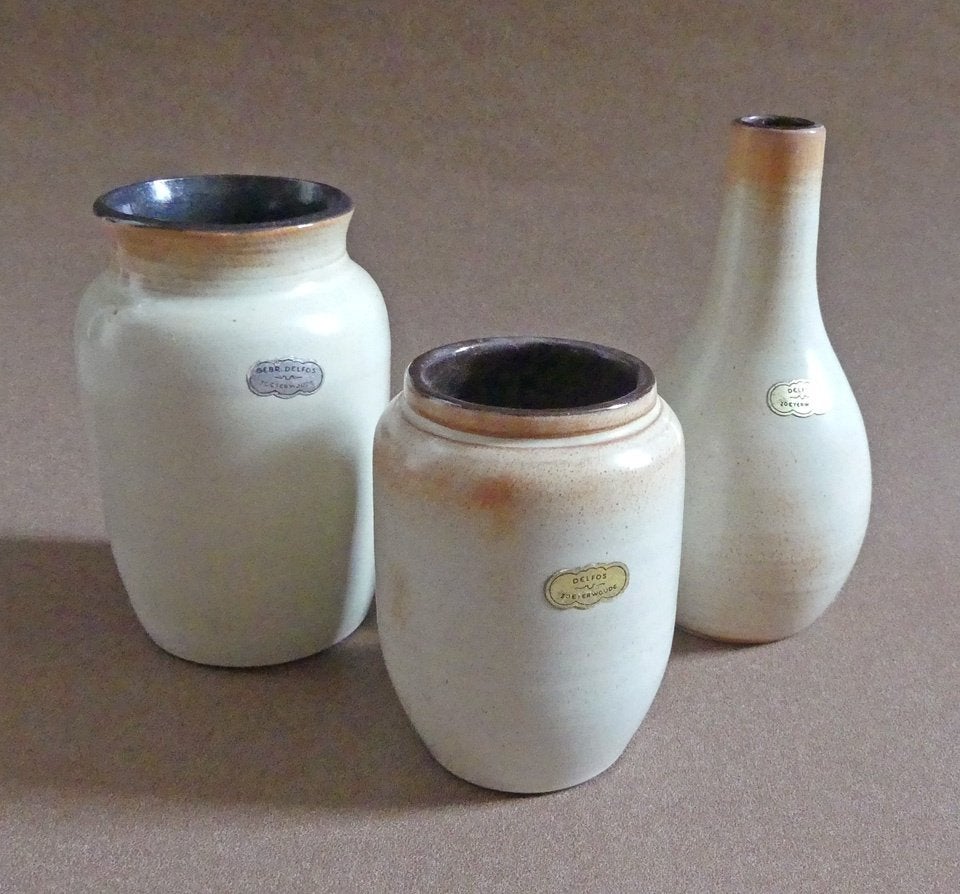 Delfos Zoeterwoude vaasjes vintage creme roest Nederlands, Ophalen of Verzenden, Gebruikt, Overige kleuren