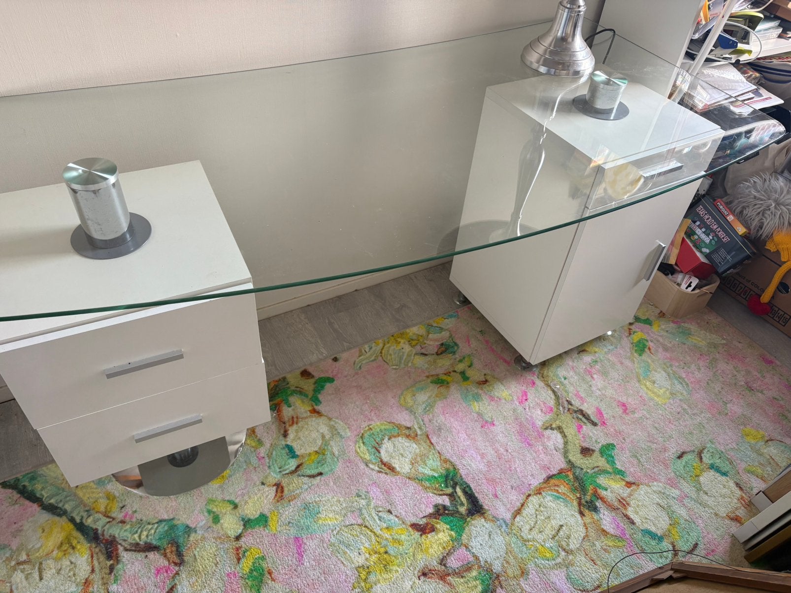 Ekegant wit bureau, Huis en Inrichting, Ophalen, Overige typen, Gebruikt, 150 cm