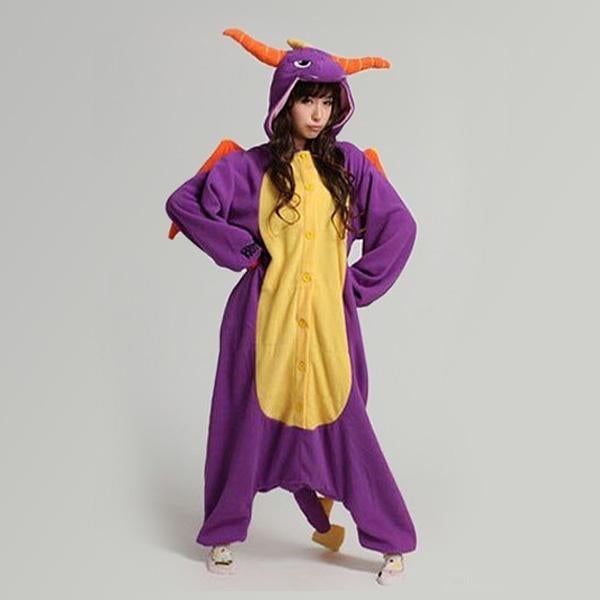 Paarse Draak onesie 140-146 Pak Kostuum *defect, Kinderen en Baby's, Carnavalskleding en Verkleedspullen, Ophalen of Verzenden