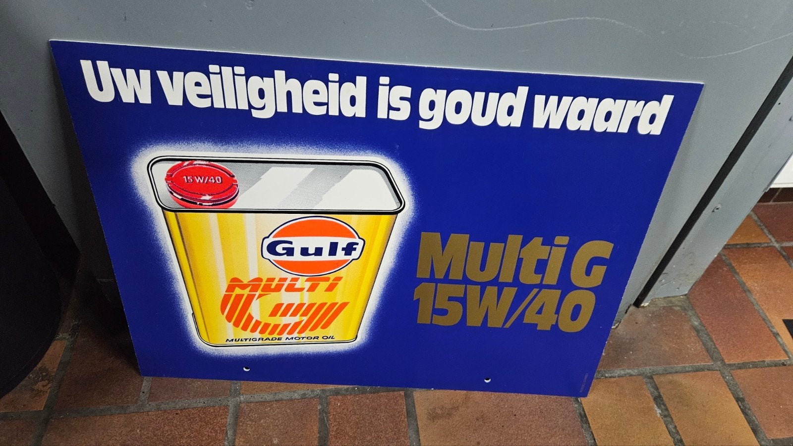 Gulf reclamebord dubbelzijdig jaren 70, Ophalen, Reclamebord