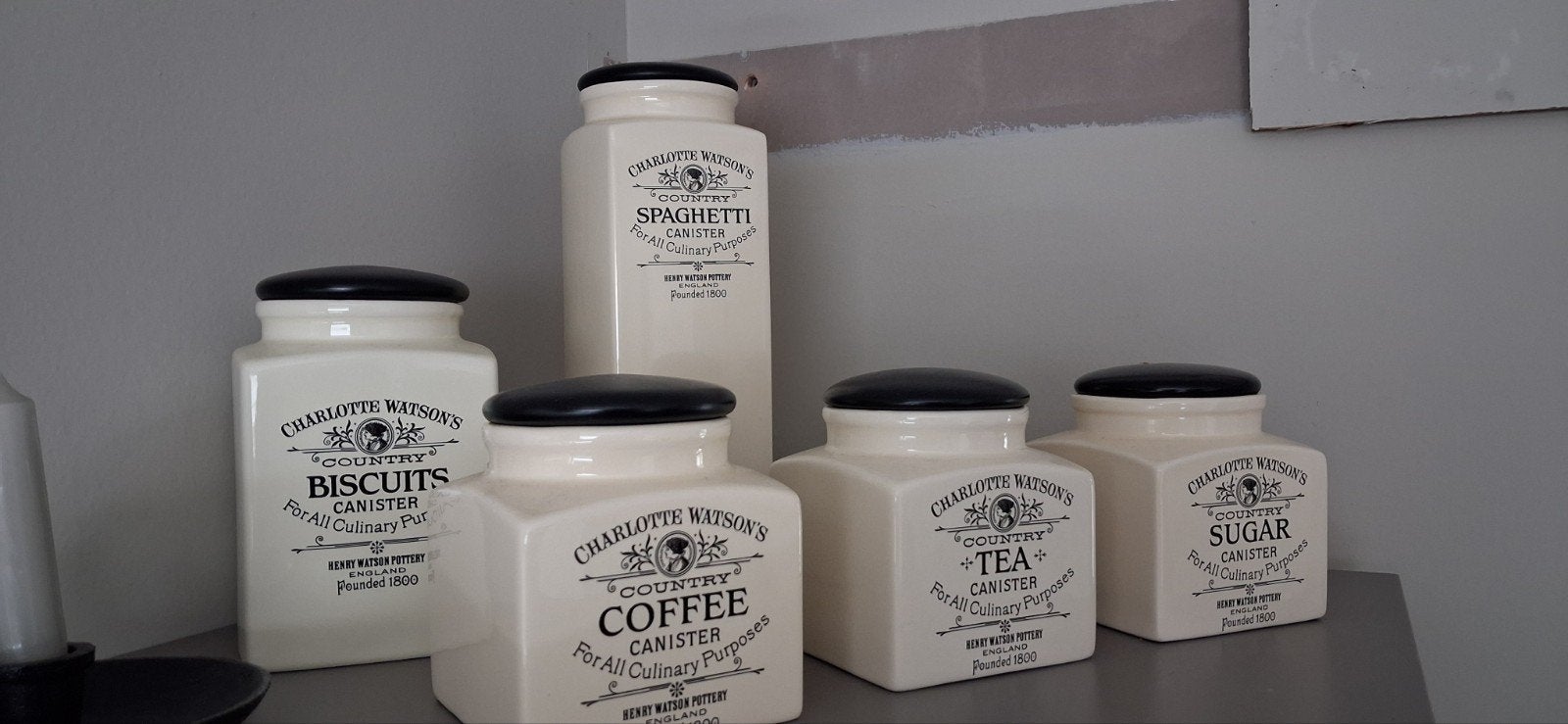 Charlotte Watson's Koffie, Thee, Suiker, Spaghe, Ophalen, Zo goed als nieuw, Voorraadpot, Steen/keramiek