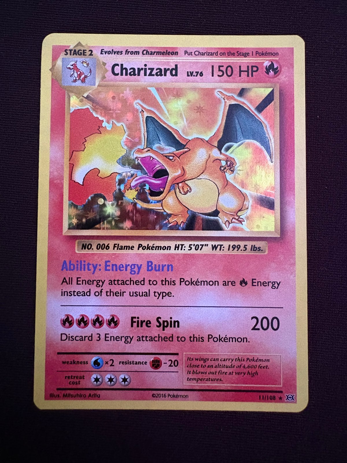 Charizard 11/108 - Evolution, Ophalen of Verzenden, Zo goed als nieuw, Losse kaart, Foil