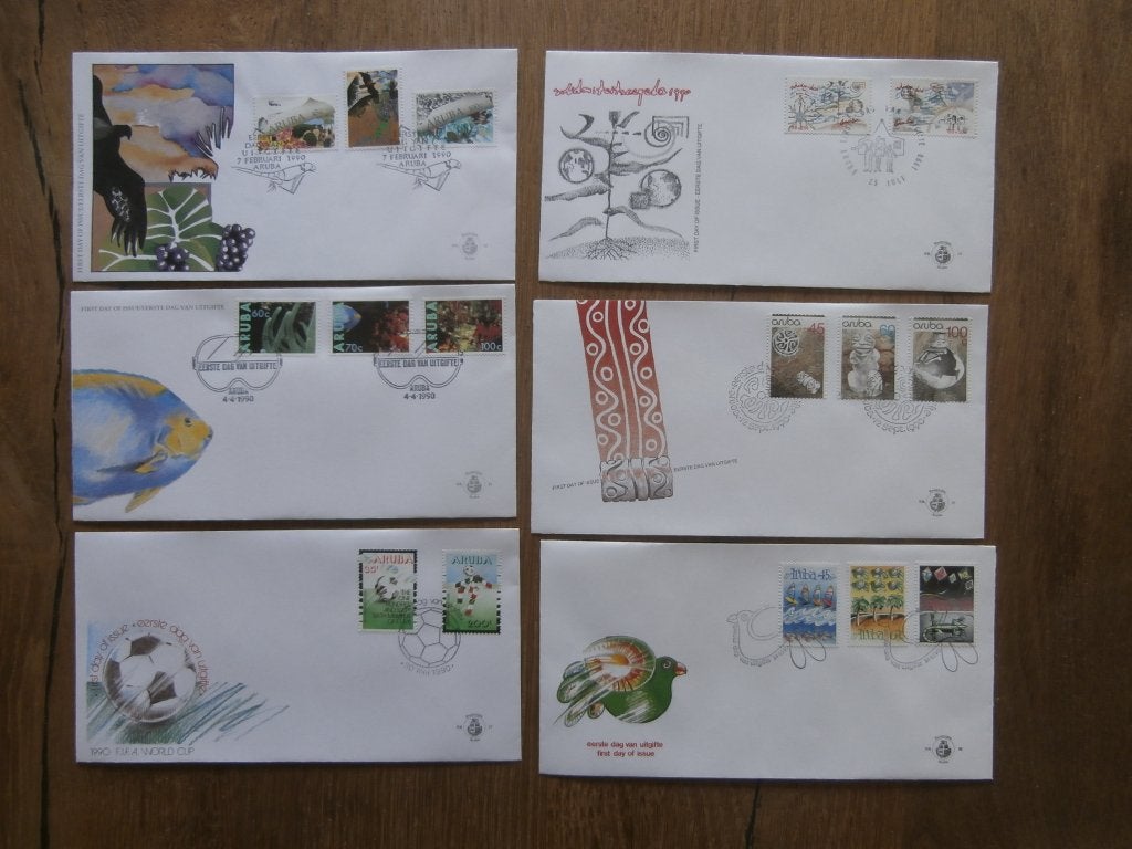 jaargang fdc's aruba  1990, Ophalen of Verzenden, Gestempeld