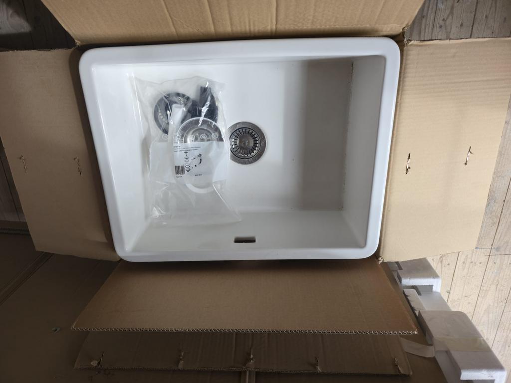 Spoelbak keramiek 54 x 40 cm, Wit, Zo goed als nieuw, Minder dan 100 cm, 25 tot 50 cm