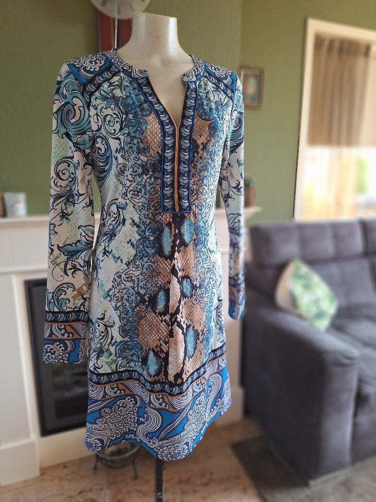 Hale Bob blauw aqua kleur jurk mt M 38, Maat 38/40 (M), Zo goed als nieuw, Knielengte, Hale Bob