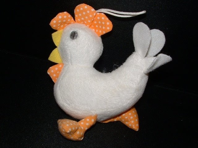 LEUKE KIP HAAN VELOURS WIT MET GELE SNAVEL EN ORANJE, Verzenden, Nieuw, Overige typen