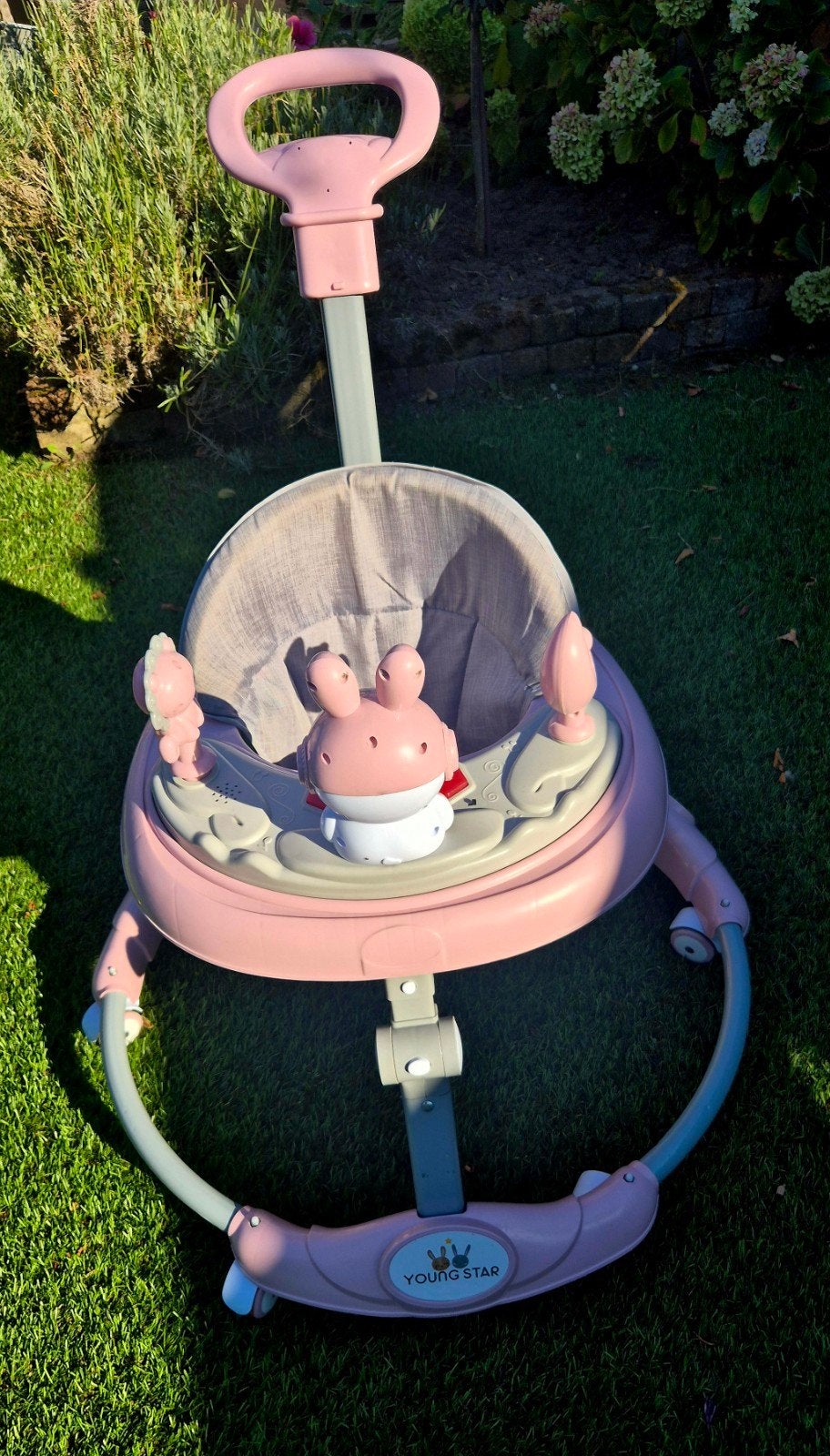 Roze baby loopstoel met duwstang, Ophalen, Zo goed als nieuw, Overige typen, Met licht