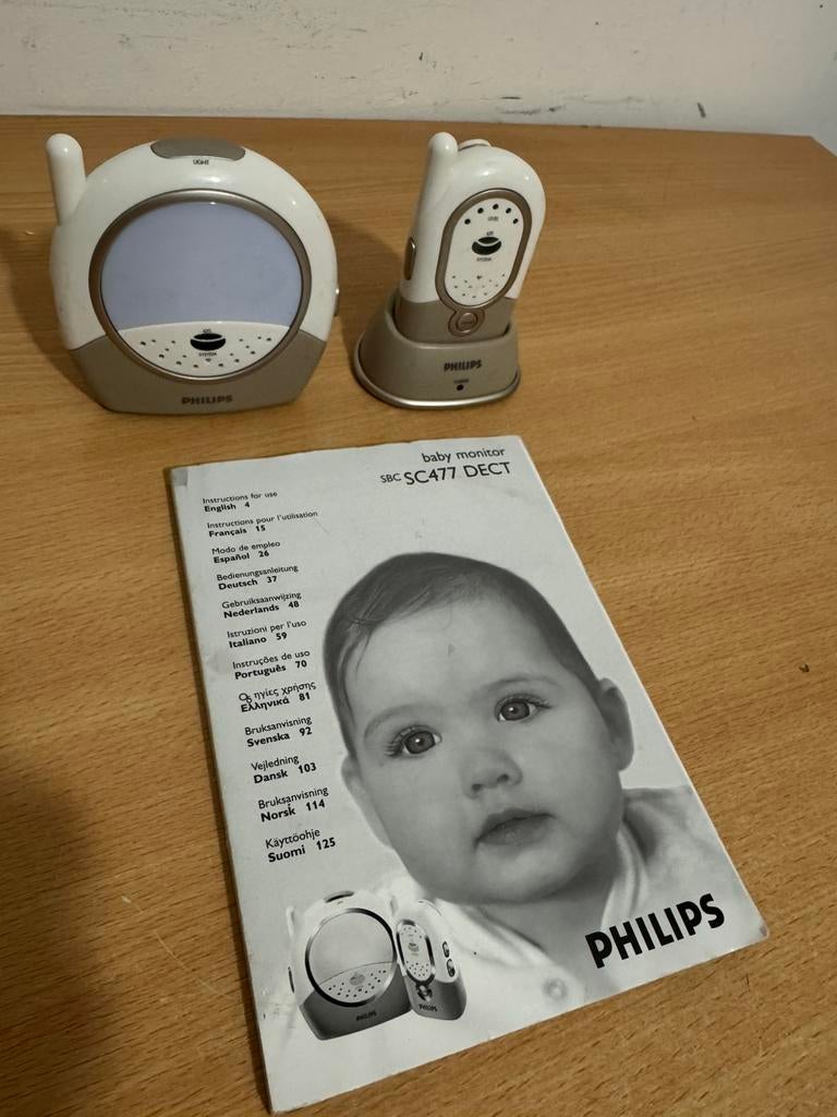 Babyfoon Philips SBC-477 + Handleiding, Ophalen of Verzenden, Zo goed als nieuw, 250 meter of meer