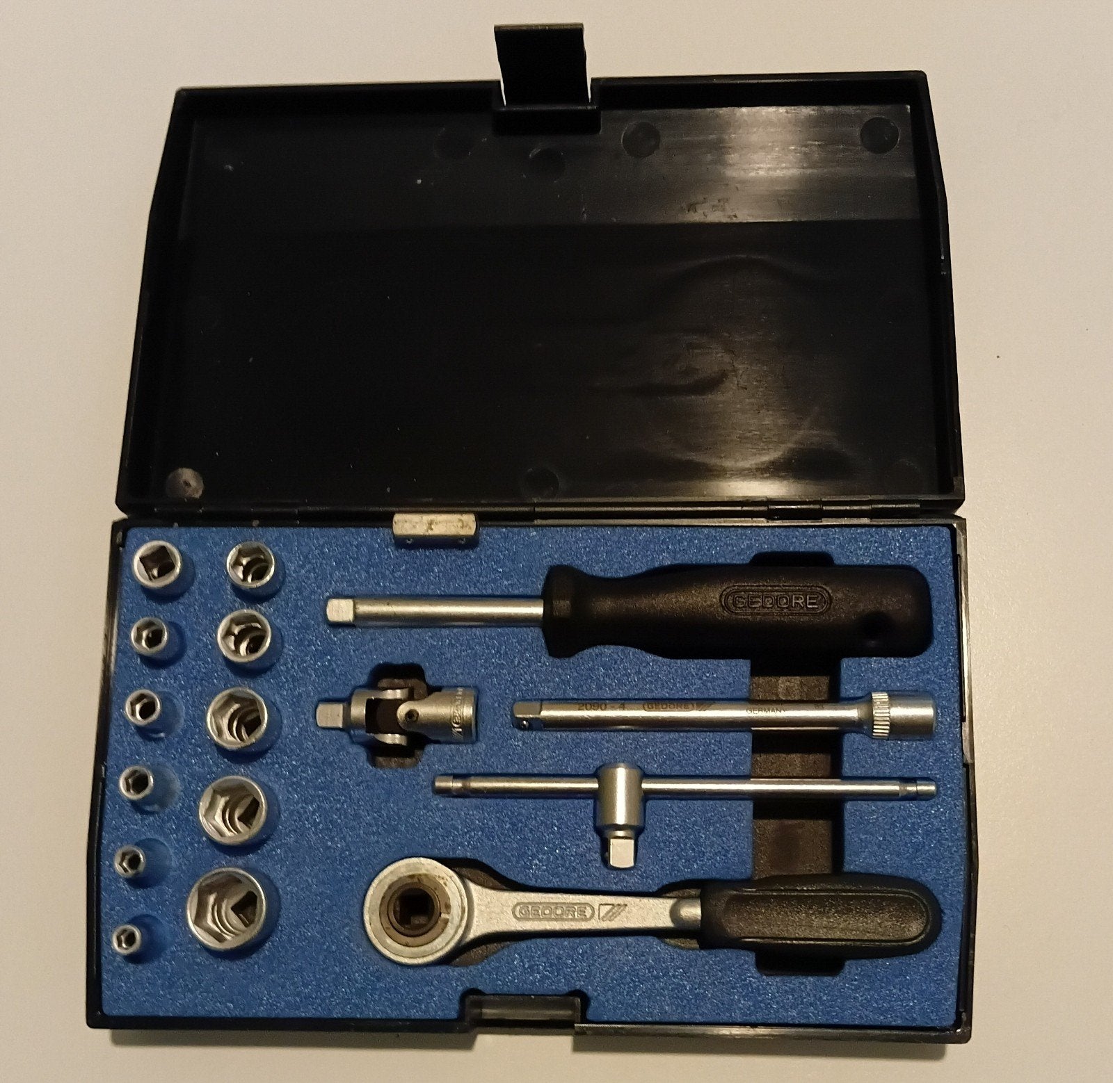 Gedore 20 EMZ doppenset met ratel en accessoires, Ophalen of Verzenden, Zo goed als nieuw, Gereedschapsset, Gedore