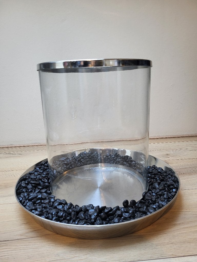 WINDLICHT GLAS/CHROOM, Ophalen, 30 cm, Windlicht, Riverdale