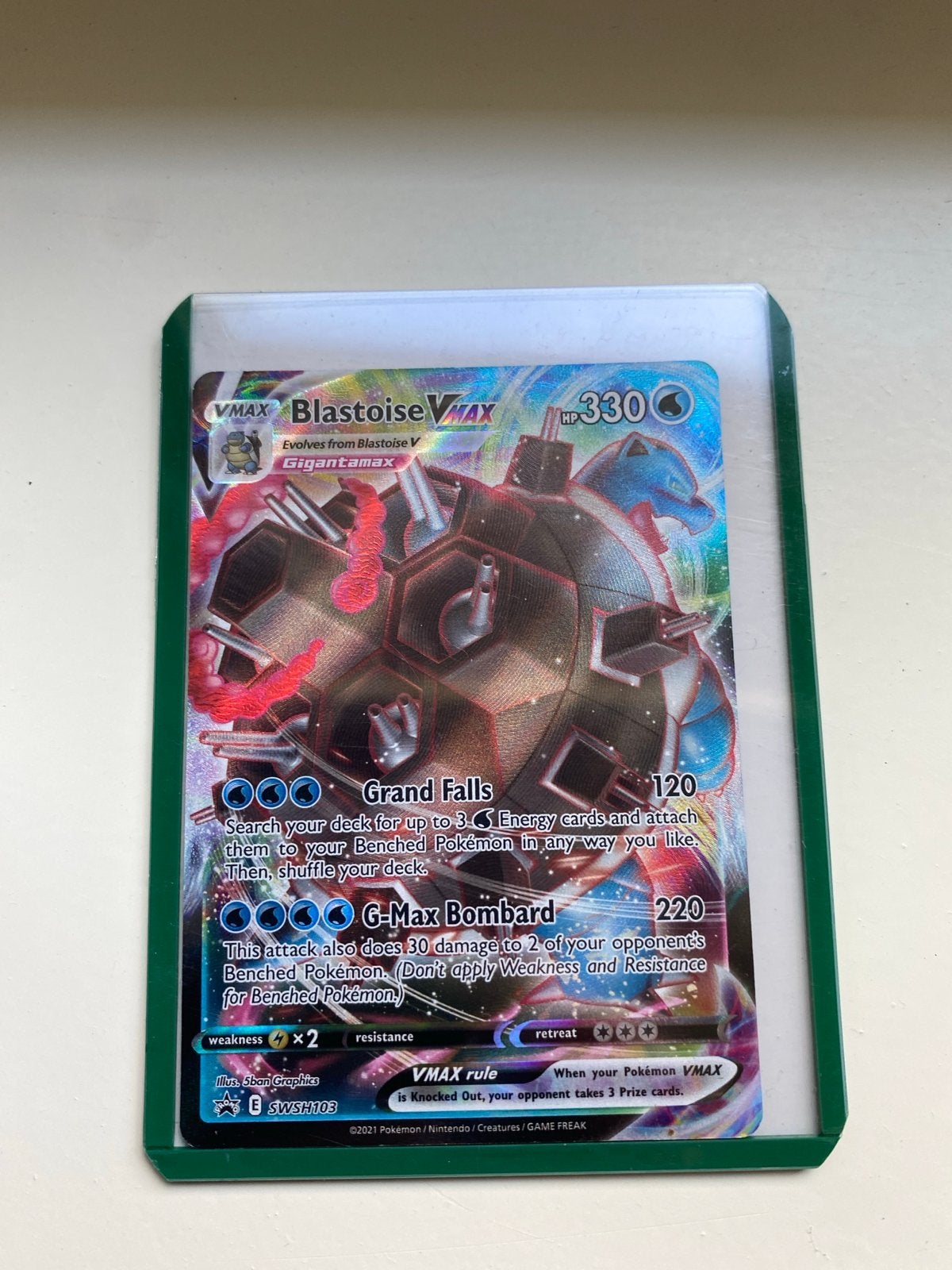 Blastoise VMAX Pokémon kaart, Ophalen of Verzenden, Zo goed als nieuw, Losse kaart, Foil
