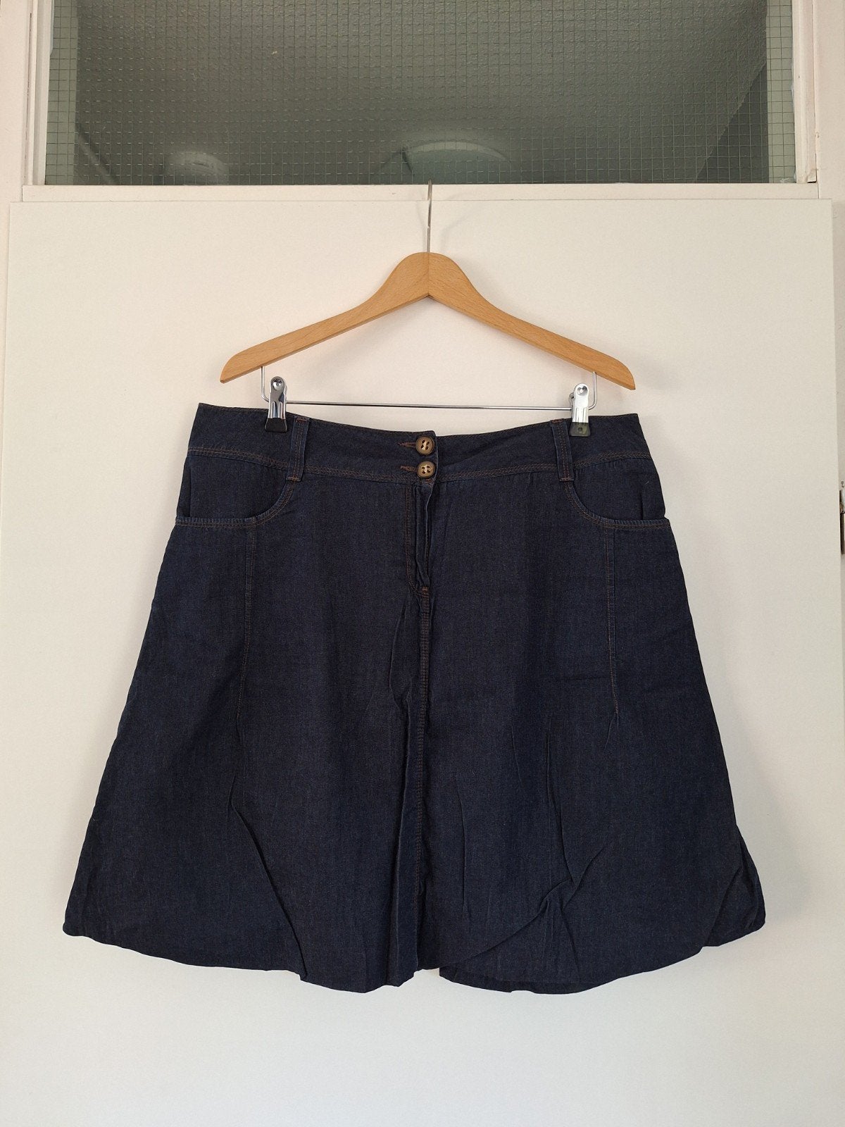 Mooie donkerblauwe Spijkerrok van de Promiss mt. 44 €5,-, Promiss, Blauw, Maat 42/44 (L), Ophalen of Verzenden