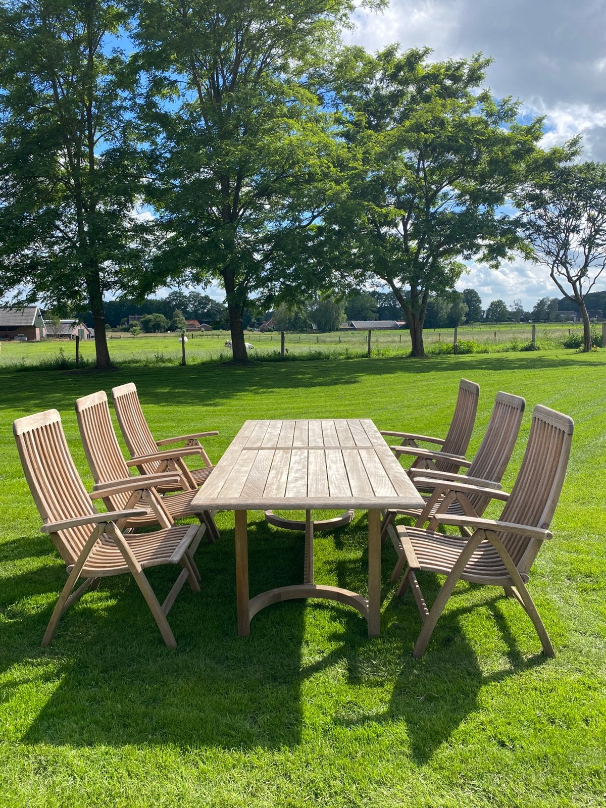 Hartman Mesch teak houten tuinset, Tuin en Terras, Ophalen, Gebruikt, 6 zitplaatsen, Teakhout