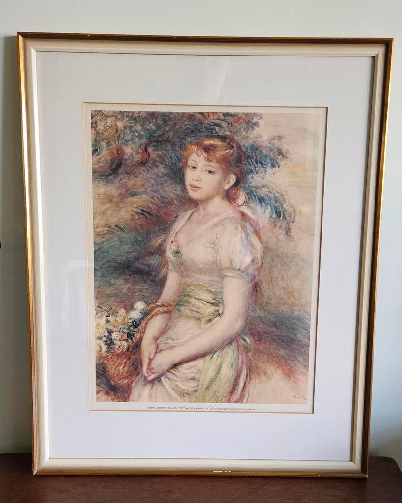 P.A. Renoir portrait of a young lady oil on canvas print, Ophalen of Verzenden