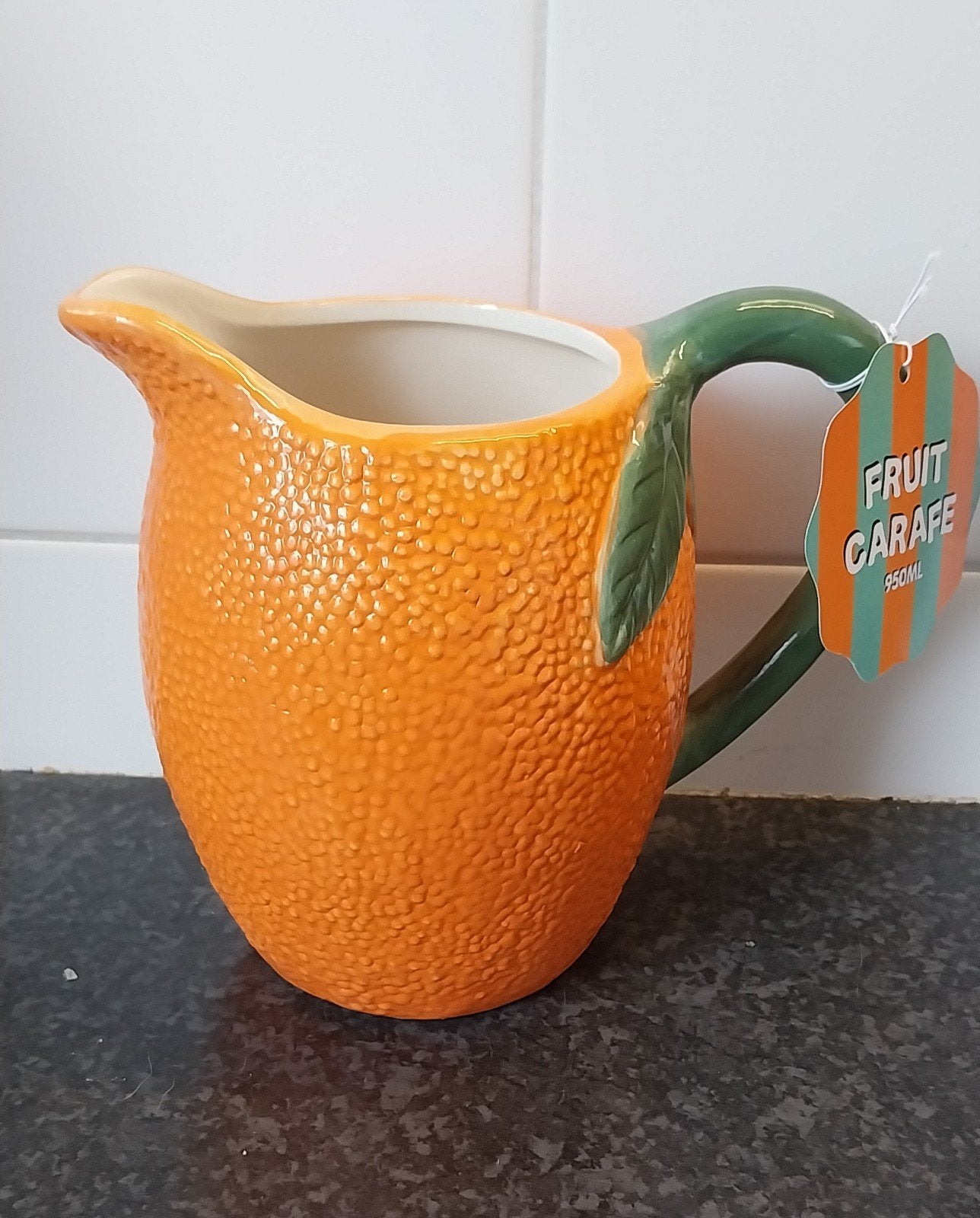 Nieuwe Oranje Fruit Karaf - 950ml, Overige typen, Nieuw, Ophalen of Verzenden, Steen/keramiek