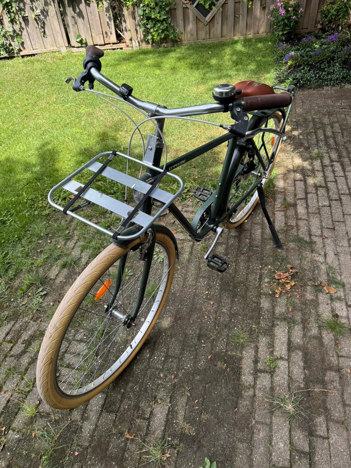 B’Twin Elops 520 Stadsfiets – Khaki Luxe – Framemaat L, Fietsen en Brommers, Gebruikt, Velgrem, Versnellingen, 53 tot 57 cm