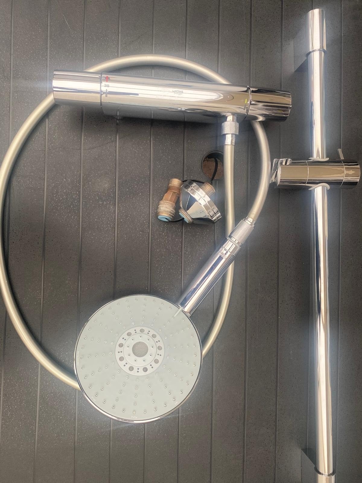 Grohe Thermostaatkraan Doucheset met Glijstang en Sproeier, Ophalen of Verzenden, Zo goed als nieuw, Chroom, Douche
