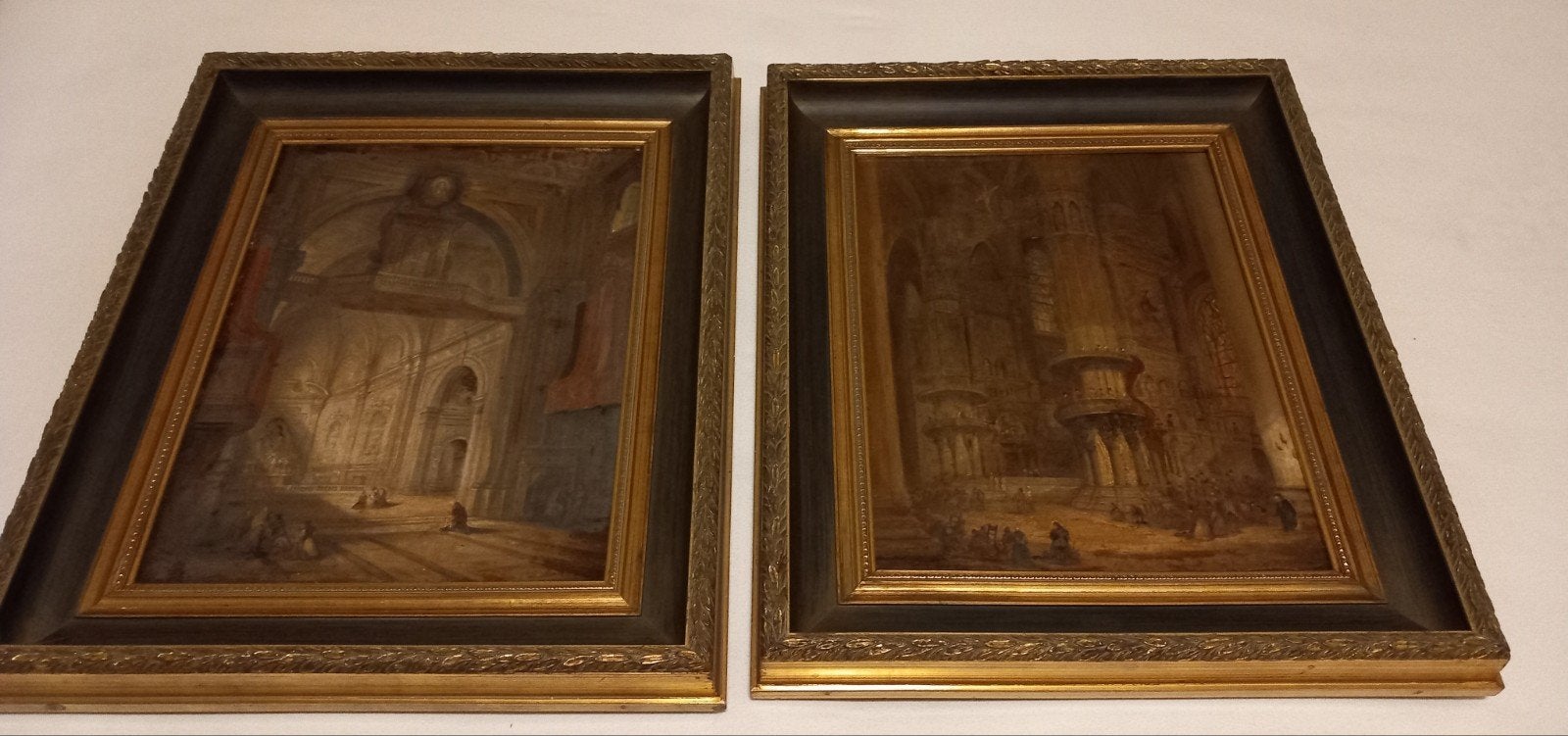 Olieverfschilderij, kerk gesigneerd G. Houckgeest, Antiek en Kunst, Kunst | Schilderijen | Klassiek, Ophalen, Doek, Gesigneerd