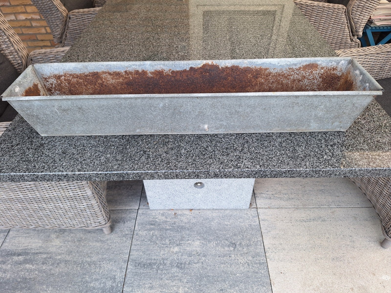 Zinken bloembak voor buiten 80x15 cm, Tuin en Terras, Bloembakken en Plantenbakken, Ophalen, Gebruikt, Minder dan 30 cm, 100 cm of meer