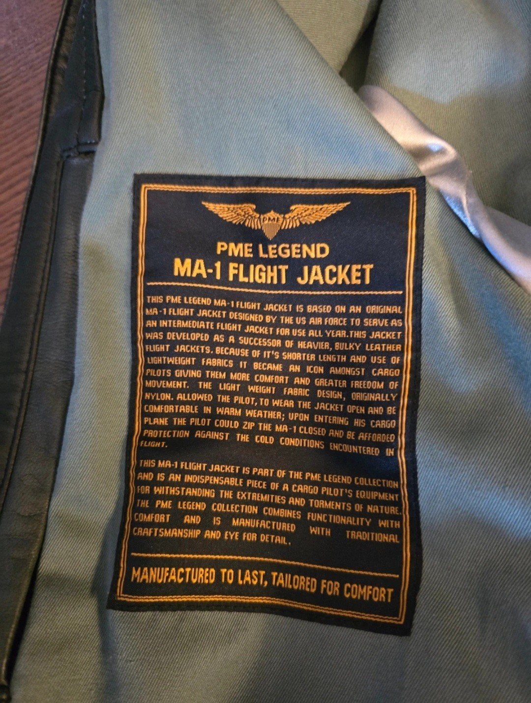 PME Legend MA-1 Flight Jacket - Zwart Leren Bomberjack, Kleding | Heren, Maat 52/54 (L), Zwart, Ophalen of Verzenden, Zo goed als nieuw