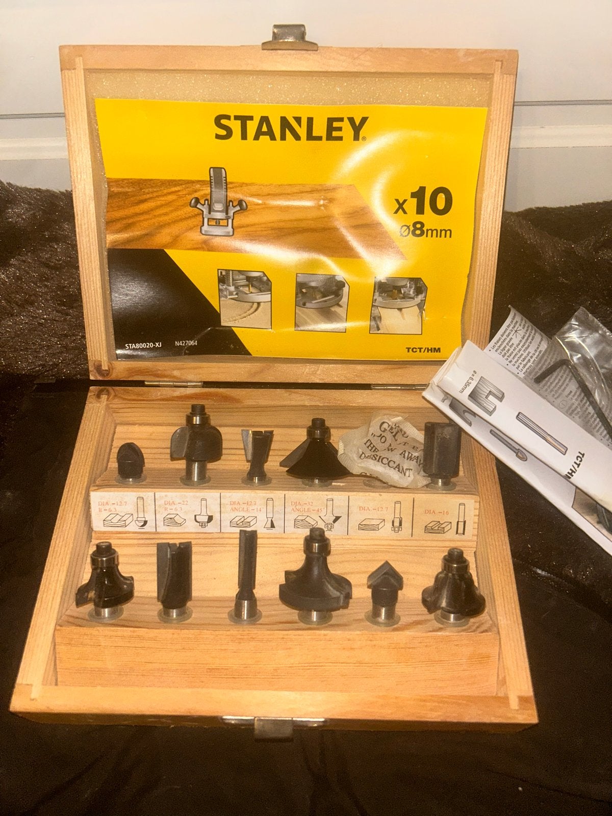 Stanley Frezenset 10-delig en 12 delig  in houten kist, Ophalen of Verzenden, Nieuw, Bovenfrees