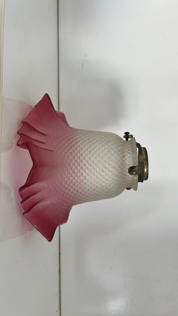 Vintage glazen lampenkap, Ophalen, Wit, Rond, Zo goed als nieuw