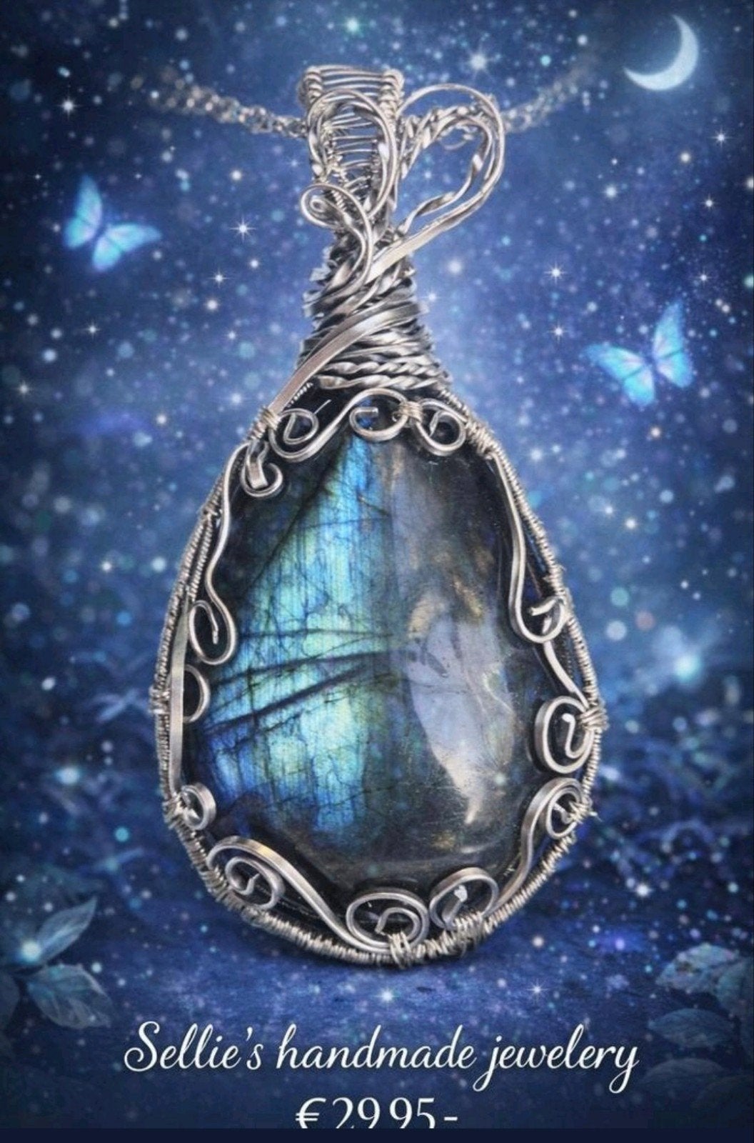 🦋 Sellie's handmade jewelery 🦋, Sieraden, Tassen en Uiterlijk, Kettingen, Nieuw, Ophalen of Verzenden, Met edelsteen, Zilver