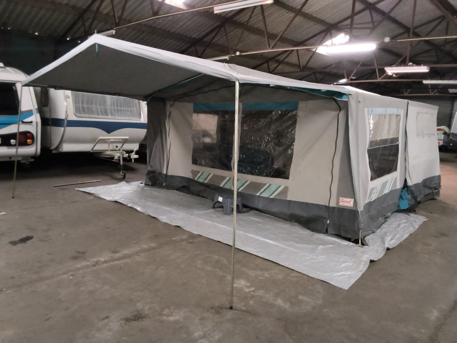 Scout Vouwwagen, nu met luifel en frame gefotograveerd € 425, Caravans en Kamperen, Ophalen