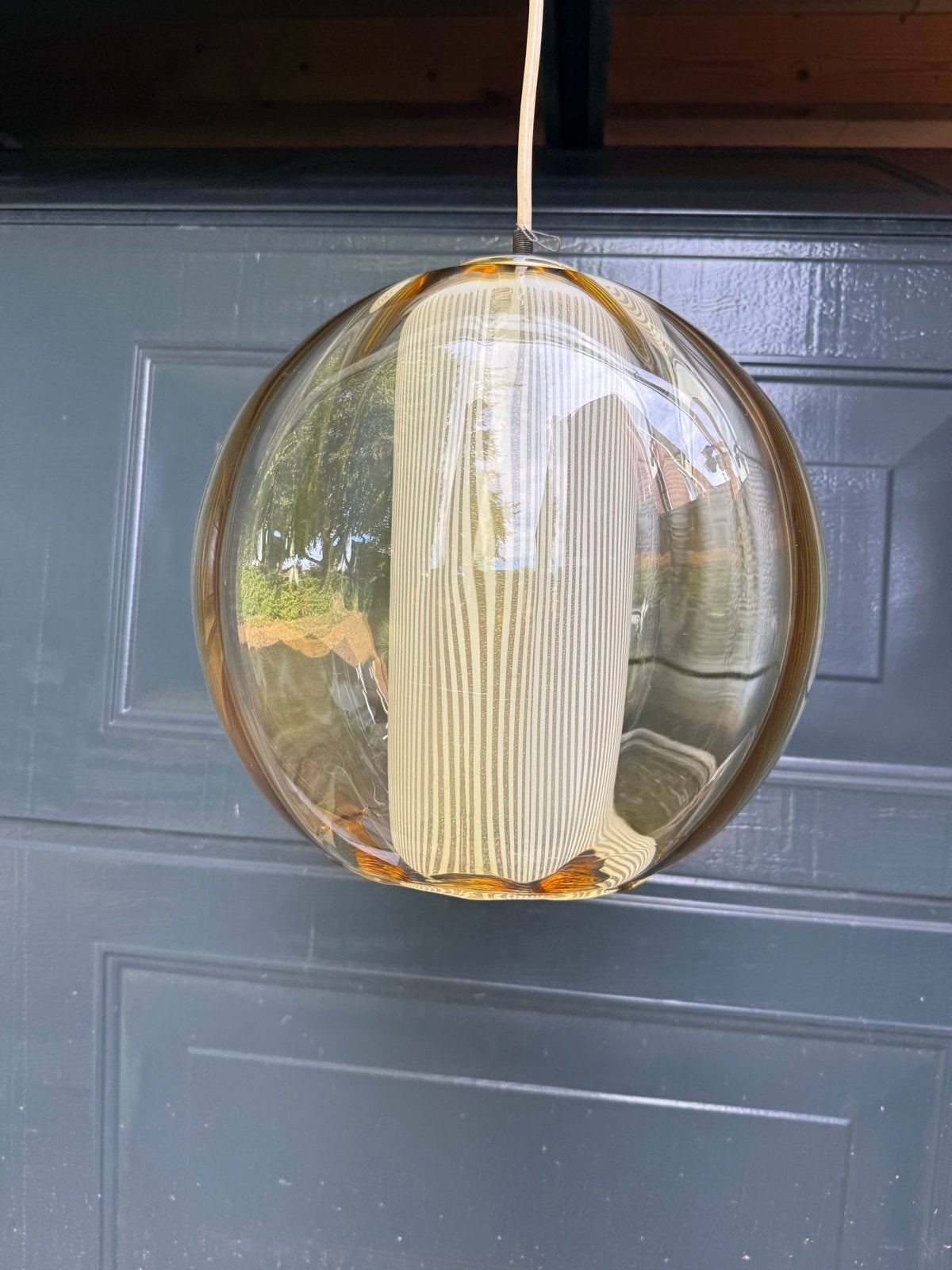 Vintage Murano glazen hanglamp - Amberkleurig, Ophalen of Verzenden