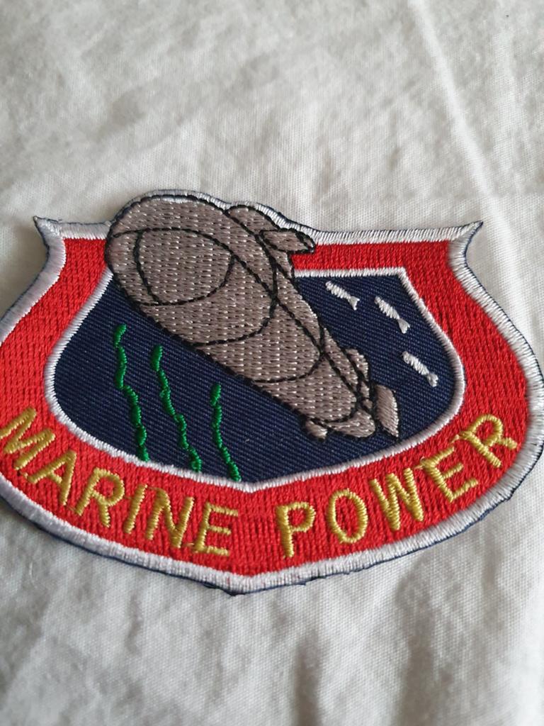 Geborduurde patch 'Marine Power' met onderzeeër, Verzamelen, Stickers, Gebruikt, Overige typen, Ophalen of Verzenden