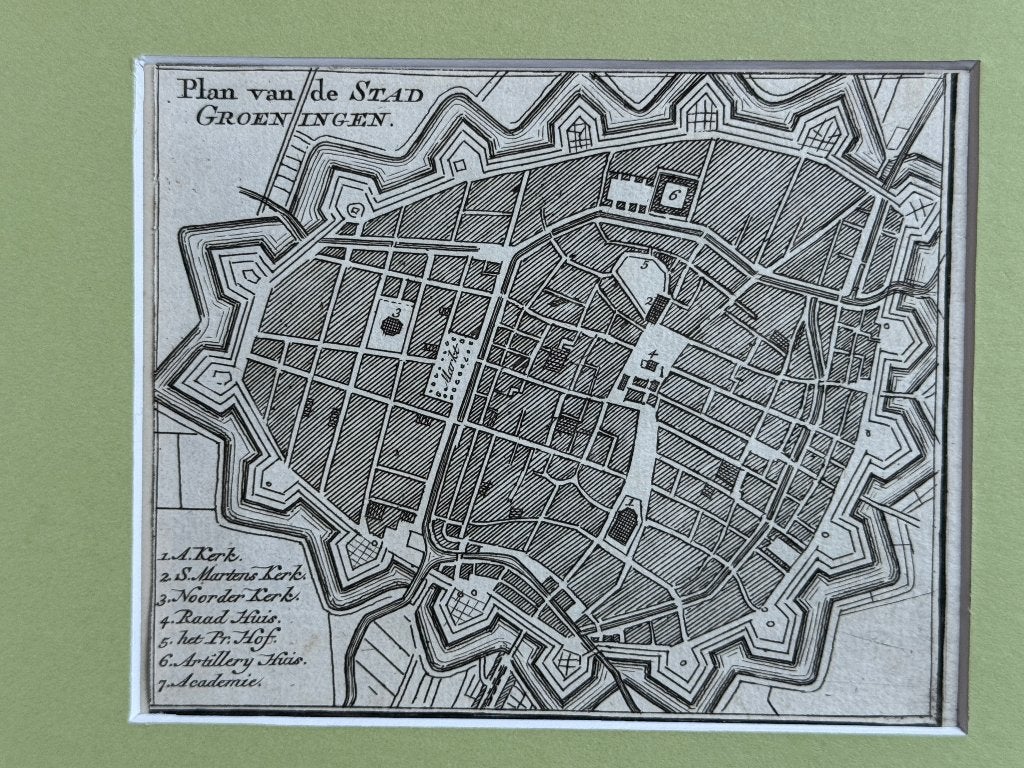 1750 - Groeningen / Groningen - Stads plattegrond P0891-04, Ophalen of Verzenden, Ets, 1700 - 1799