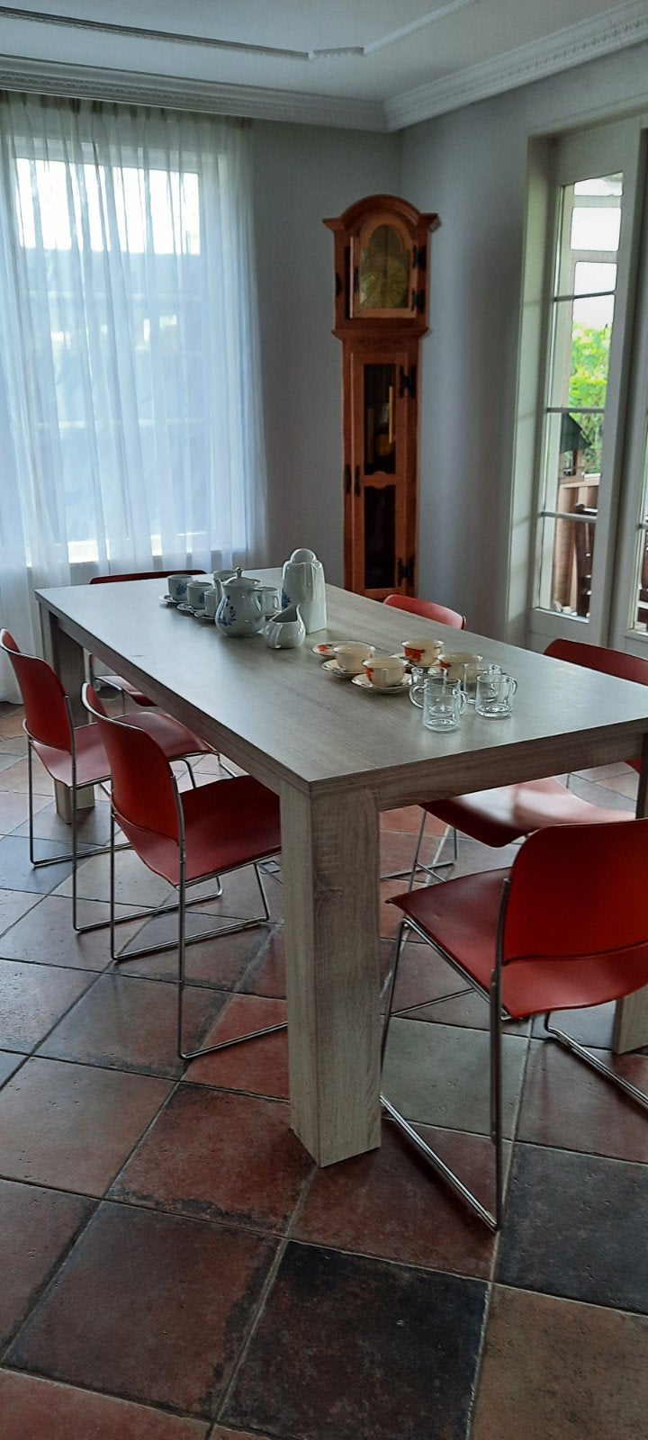 Design  6 stuks 40/4  David Rowland metalen stoelen oranje, Huis en Inrichting, Ophalen