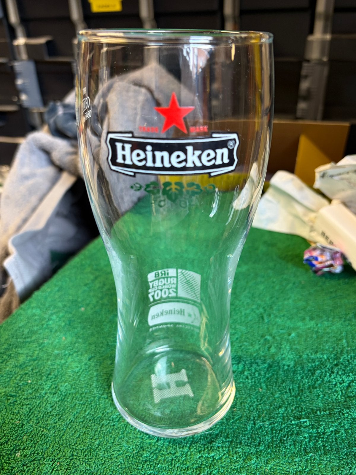 Heineken wk rugby 2007 glas engelse pint, Ophalen of Verzenden, Nieuw, Glas of Glazen, Heineken