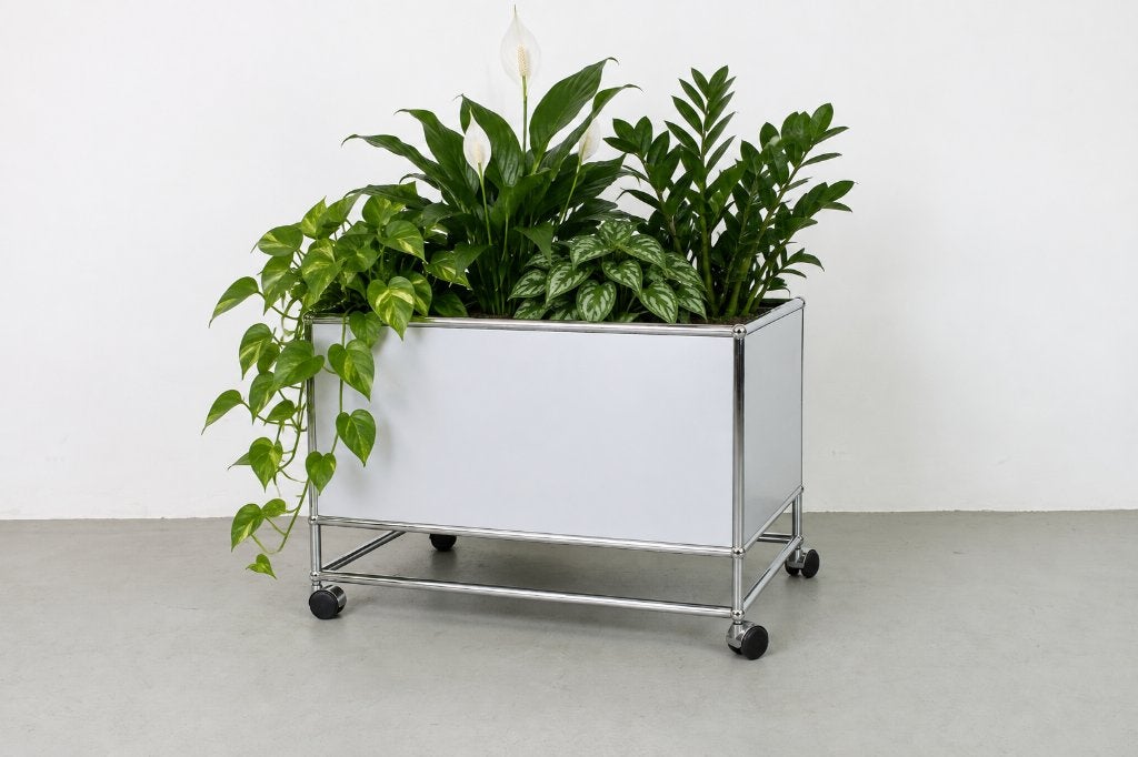 USM Haller plantenbak, Matt Silver, Ophalen, Gebruikt, 50 tot 100 cm, Minder dan 100 cm