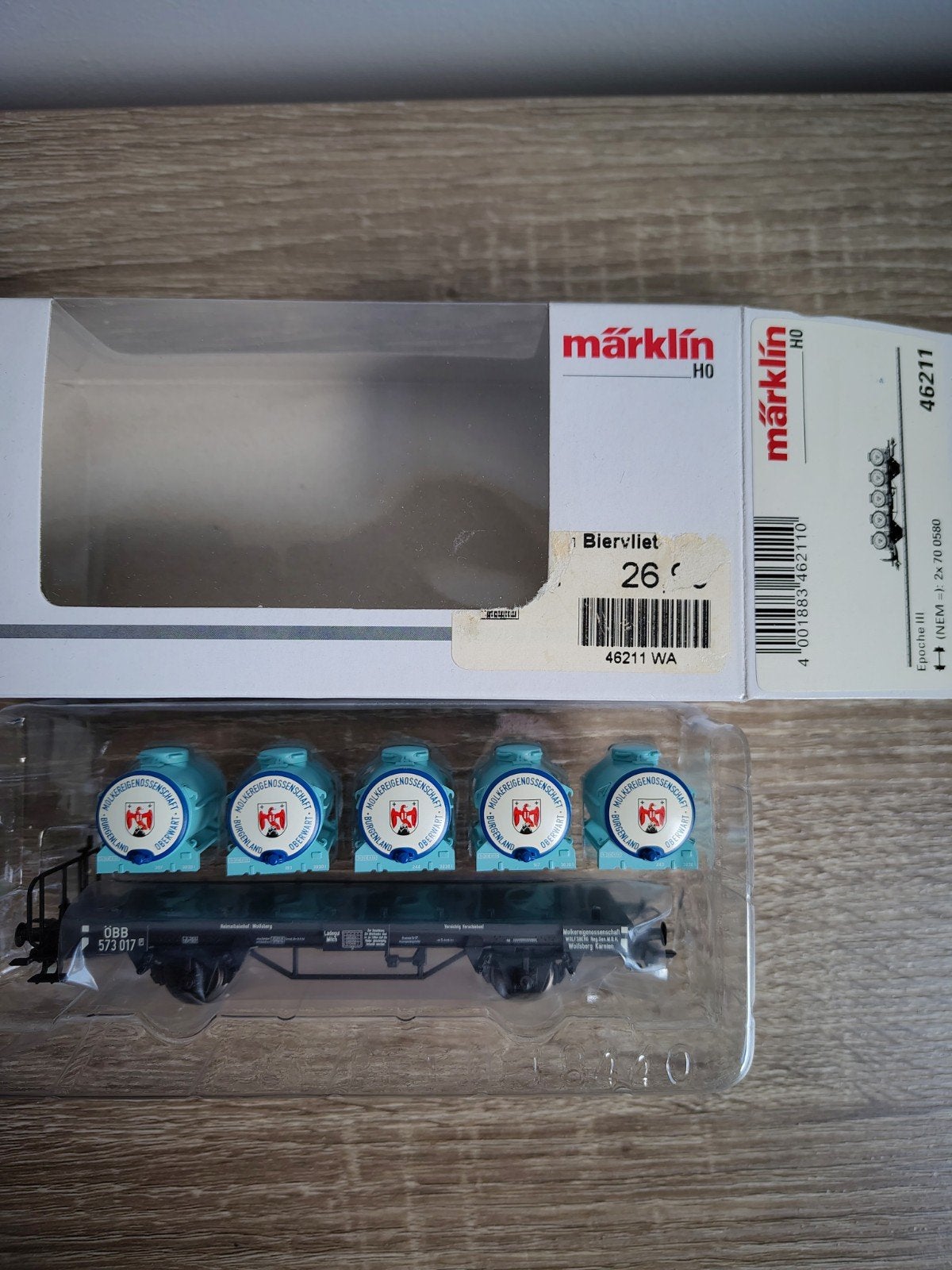 Märklin 46211 - ÖBB goederenwagen met vaten, Wisselstroom, Wagon, Ophalen of Verzenden, Zo goed als nieuw