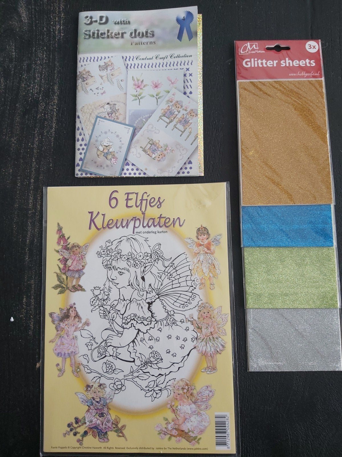 Elfjes Kleurplaten, Glittervellen en sticker dots, Fantasie, Nieuw, Meerkleurig, Ophalen of Verzenden