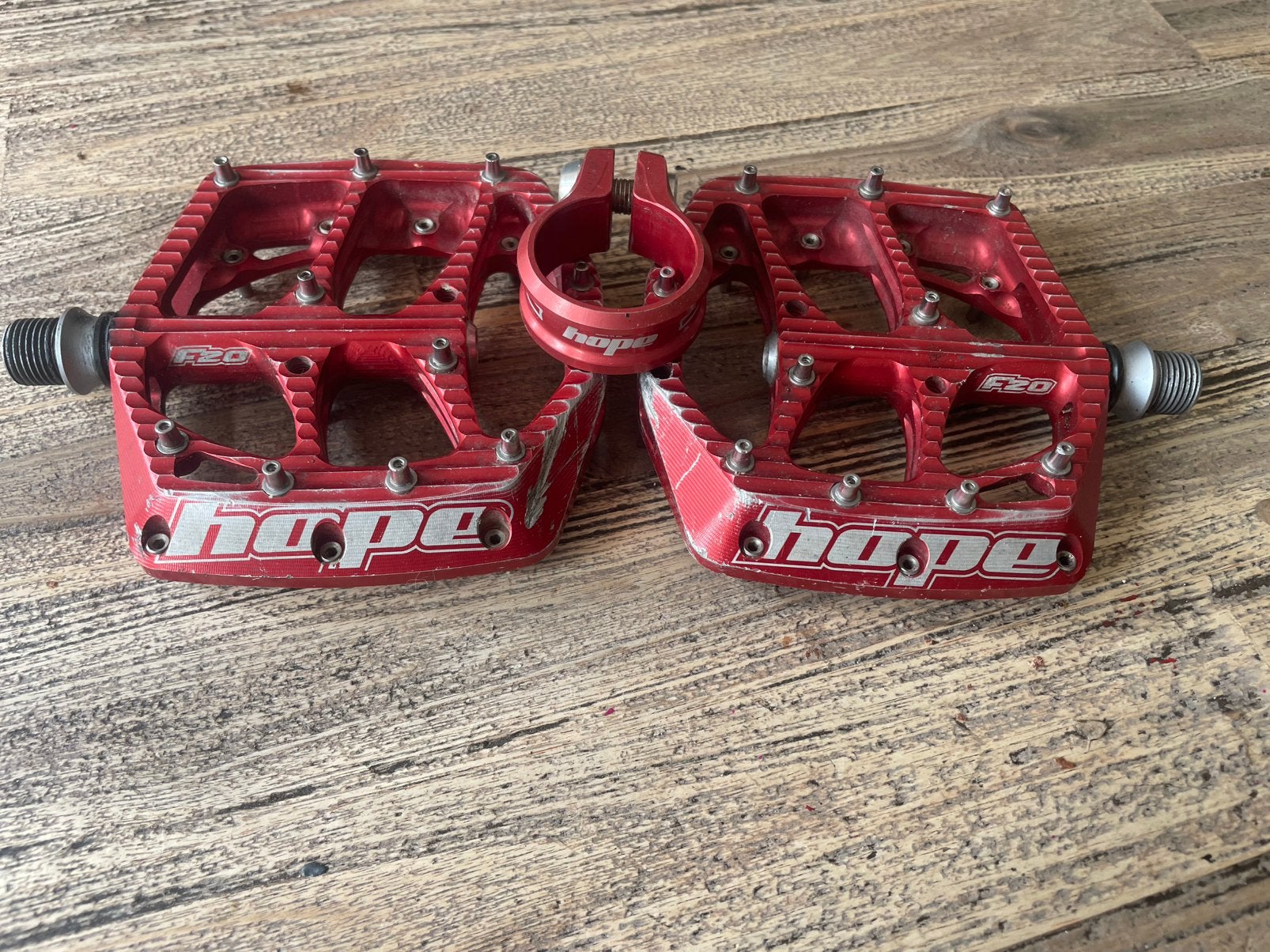 Hope f20 pedalen incl zadelpenklem rood, Fietsen en Brommers, Fietsonderdelen, Ophalen, Gebruikt, Mountainbike