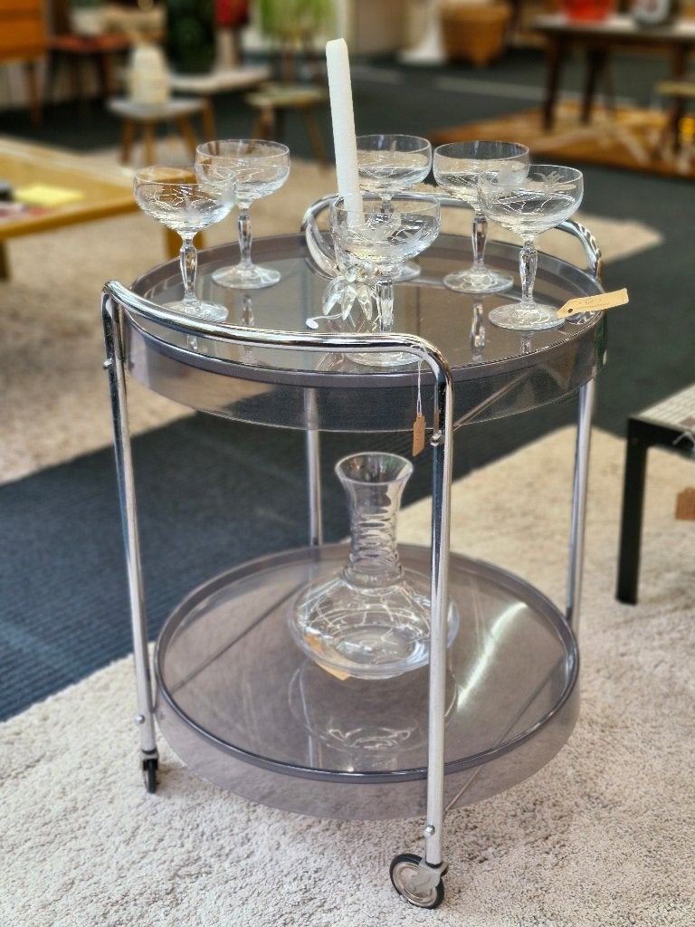 Vintage space age bar cart rond chrome plexiglas, Huis en Inrichting, Ophalen, Gebruikt, ., .