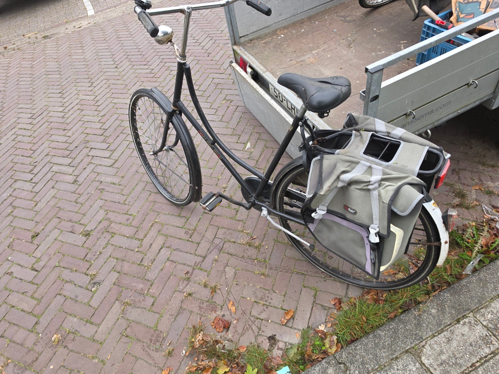 Damesfiets met lage instap en fietstassen, Terugtraprem, Ophalen, Overige merken, 53 tot 56 cm