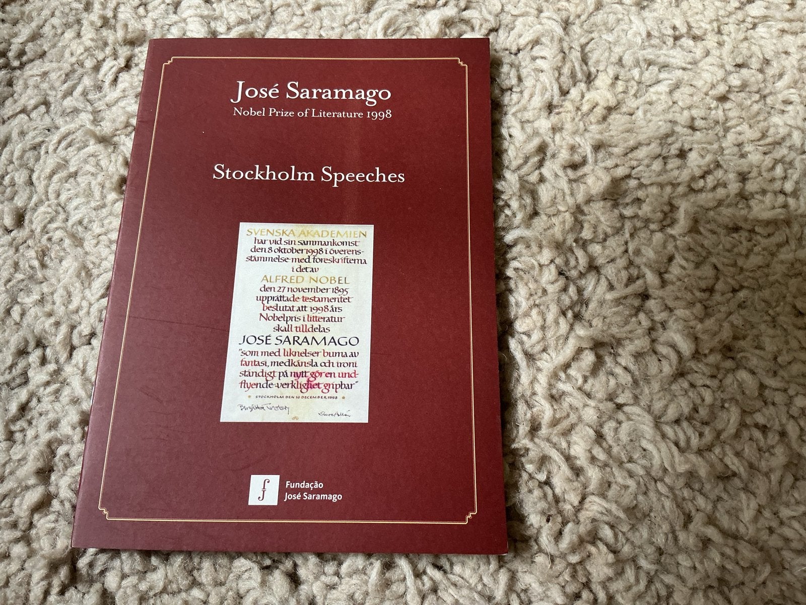 José Saramago - Stockholm Speeches (Nobelprijs 1998), Ophalen of Verzenden, Nieuw, Europa overig