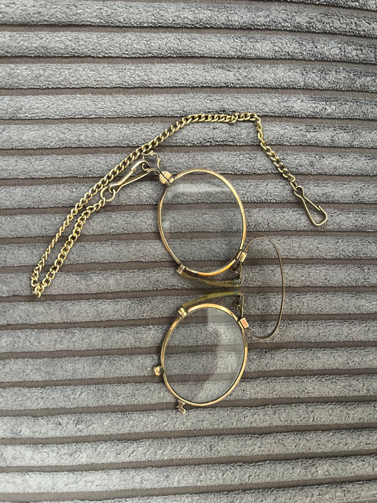 Antieke pince-nez bril met ketting, Ophalen of Verzenden