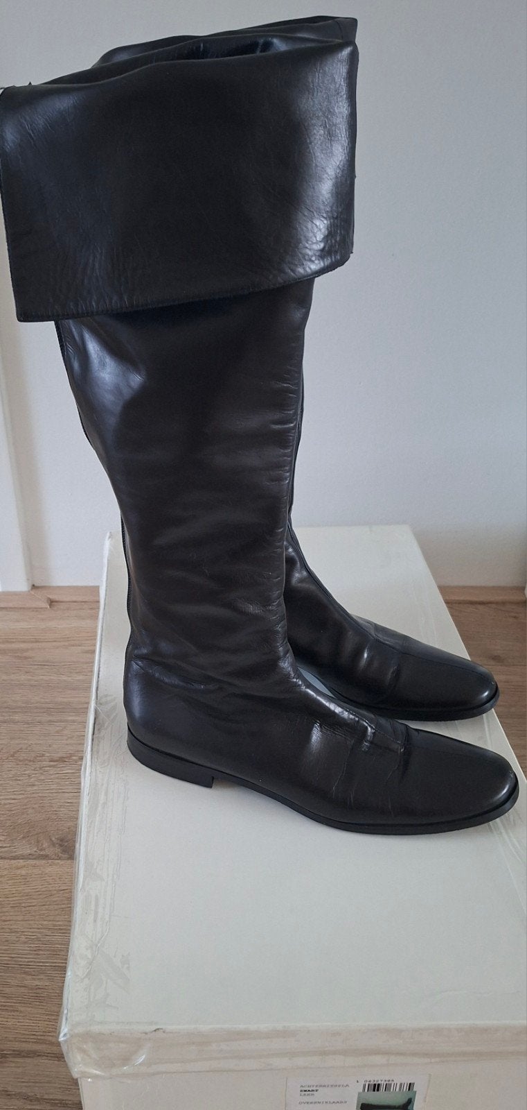 Paul Warmer vintage zwarte leren overknee laarzen, Ophalen, Hoge laarzen, Zwart, Zo goed als nieuw