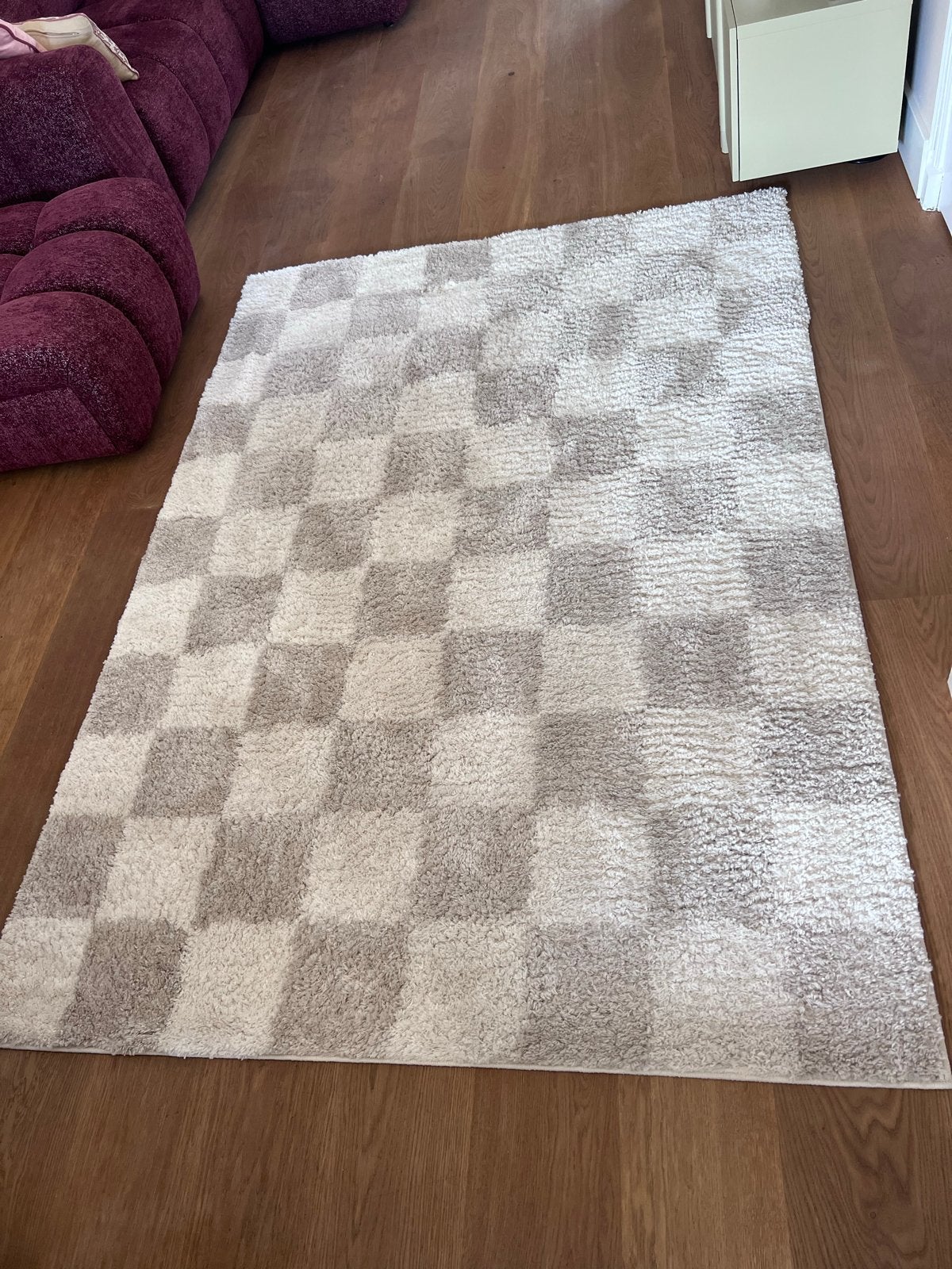 Vloerkleed geblokt Wit/Taupe 160x230 cm, Huis en Inrichting, Stoffering | Tapijten en Kleden, Ophalen, Wit, 150 tot 200 cm, 200 cm of meer