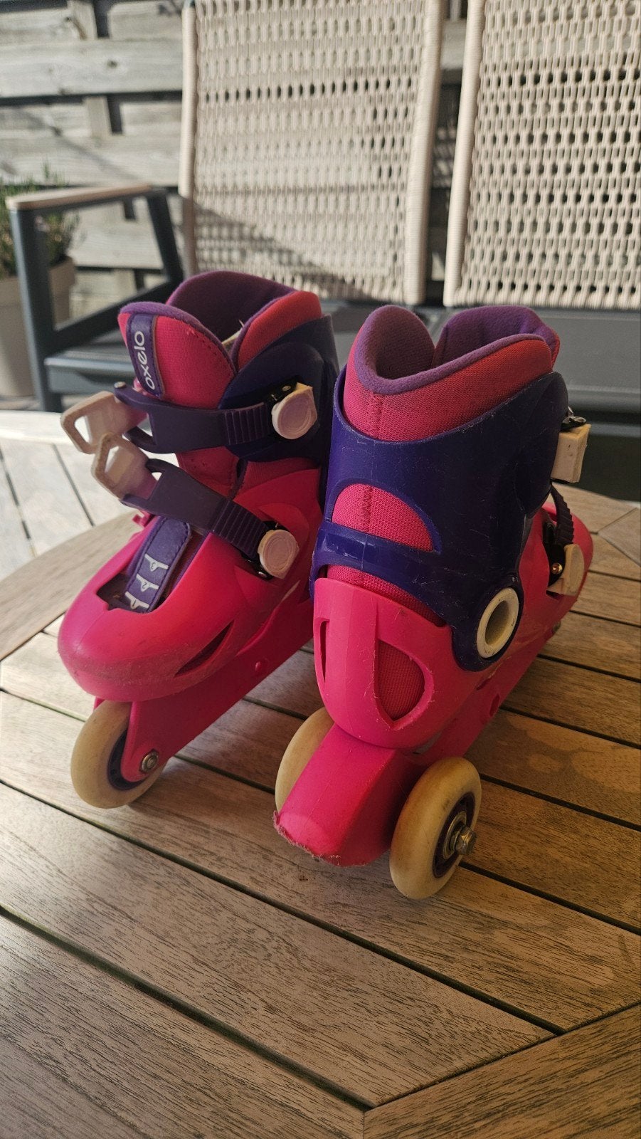 Roze/paarse verstelbare inline skates voor kinderen 26-28, Kinderen, Ophalen, Overige merken, Verstelbaar