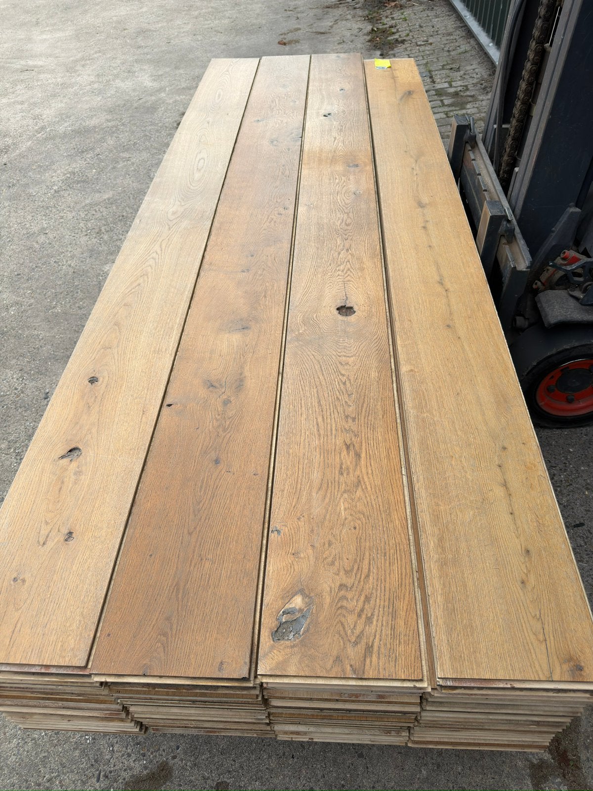 Eiken vloer 54 m2 multivloer 25 cm breed 1,8 cm dik top 7 mm, Ophalen, Gebruikt, Vloerdelen of -planken, 10 m² of meer