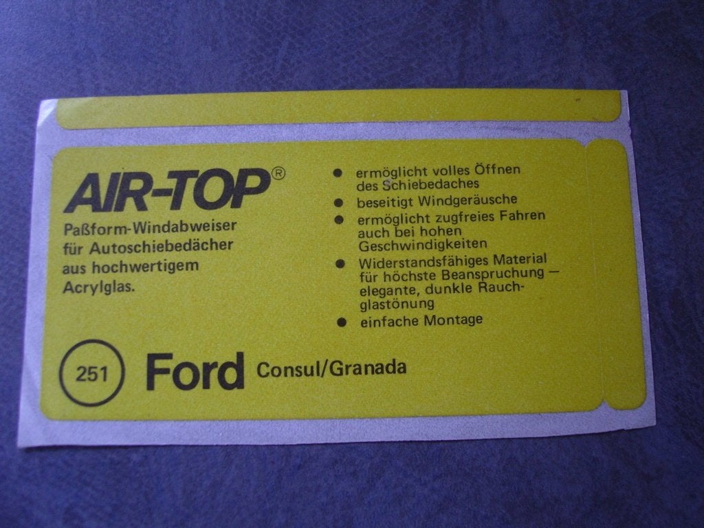 sticker air-top windabweiser ford consul / granada, Ophalen, Zo goed als nieuw
