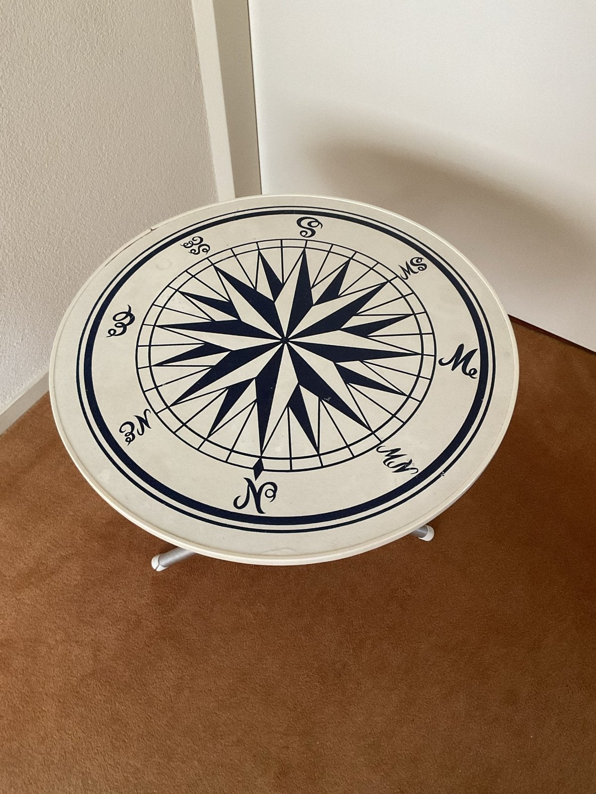 Inklapbare boot tafel met kompasroos, Ø 60 cm, Ophalen, Gebruikt